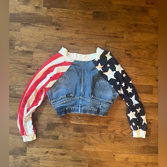 Rare Vintage 80s Frederick's of Hollywood American Flag Crop Jacket MAGA - Picture 4 of 9